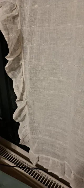 Pareja visillos vintage lino beige