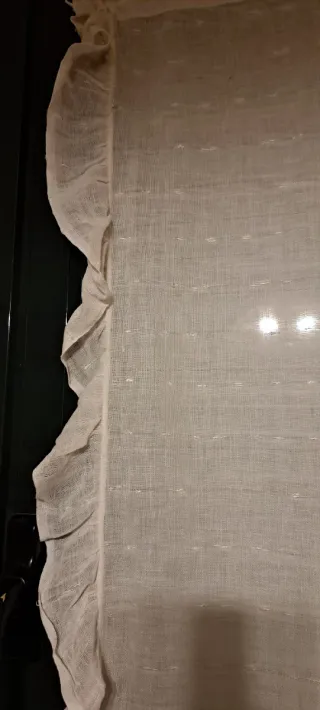 Pareja visillos vintage lino beige