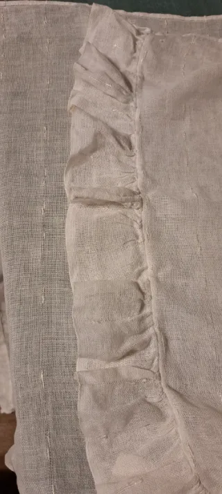 Pareja visillos vintage lino beige