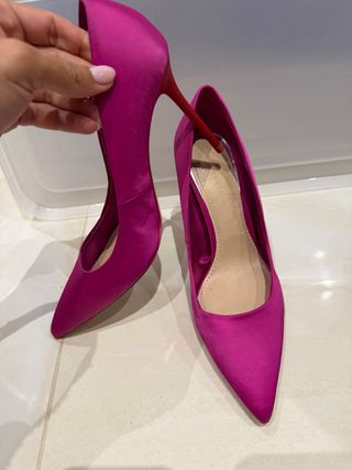 Zapatos tacón Zara fucsia y rojo T39