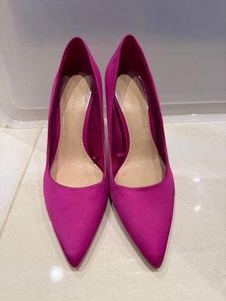 Zapatos tacón Zara fucsia y rojo T39