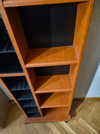 Estantería CD Madera Marrón con Ruedas