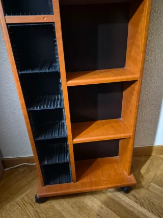 Estantería CD Madera Marrón con Ruedas