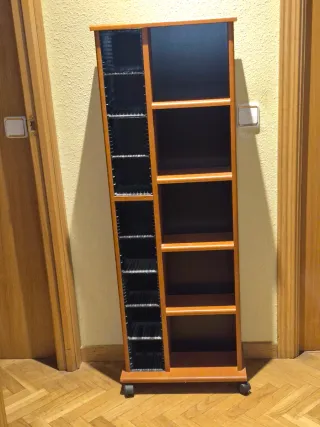 Estantería CD Madera Marrón con Ruedas