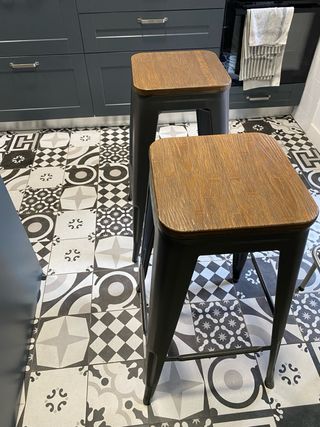 Taburete alto industrial madera y metal