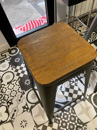 Taburete alto industrial madera y metal