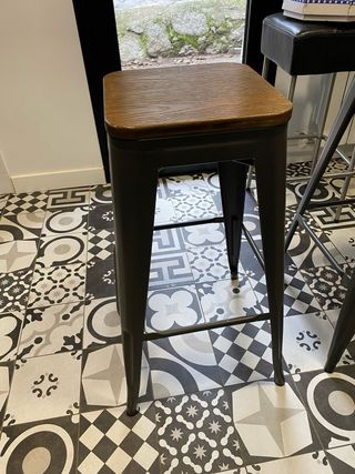 Taburete alto industrial madera y metal