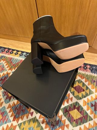 Botines Zara Piel Negros Sin Estrenar Plataforma
