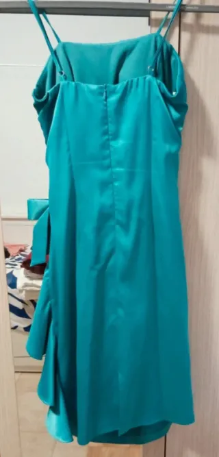 Vestido de fiesta verde azulado