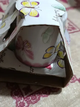 Set 2 Tazzine Caffè Porcellana Farfalle