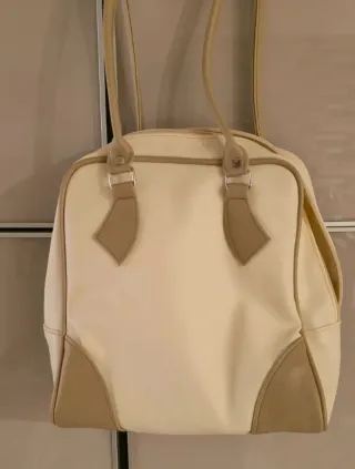 Borsa in pelle beige e marrone