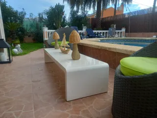 Mesa baja decorativa blanco lacado salón/jardín