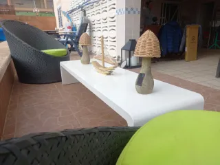 Mesa baja decorativa blanco lacado salón/jardín