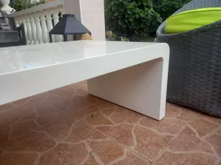 Mesa baja decorativa blanco lacado salón/jardín