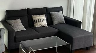 Sofá 3 plazas con chaise longue gris