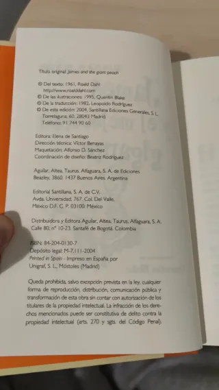 Libro James y el melocotón gigante