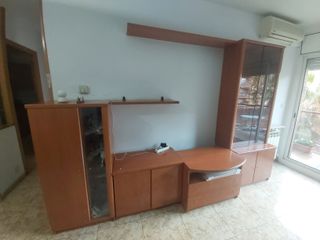 Mueble modular comedor madera y cristal