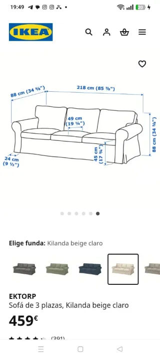 Sofá Ektorp Ikea Gris