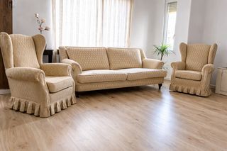 Sofá 3 plazas + 2 sillones clásico beige
