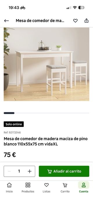 Mesa de comedor o cocina madera blanca