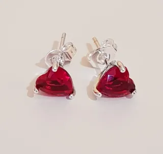 Pendientes Botón Rojo y Plata