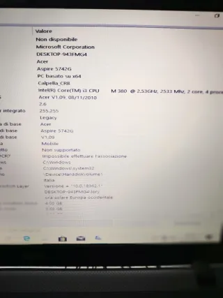 Portatile Acer Aspire 5842 i3