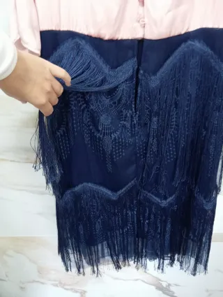 Vestido largo evento azul y rosa