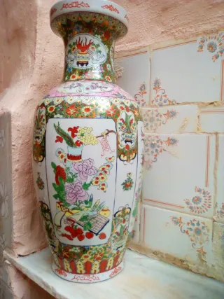 Jarrón Grande Porcelana China Decoración Oriental