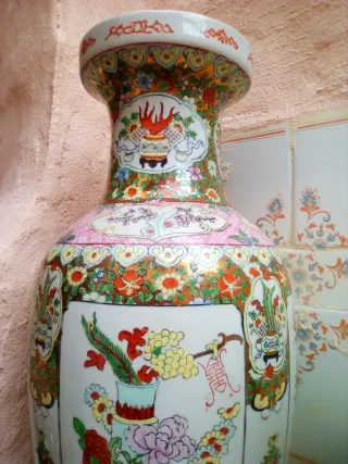 Jarrón Grande Porcelana China Decoración Oriental