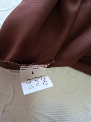 Falda satén marrón cintura elástica