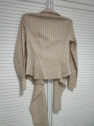 Camisa de señora rayas beige y marrón