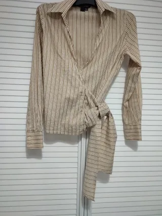 Camisa de señora rayas beige y marrón