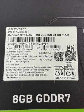 MSI RTX 5060 Ti Ventus 2X OC Tarjeta Gráfica