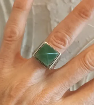 Anillo Plata 925 Maciza Cuarzo Verde Hombre