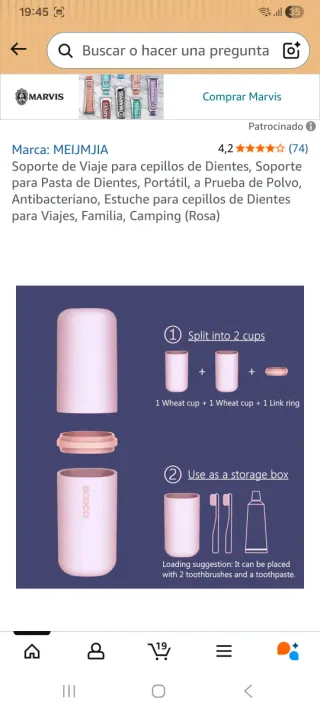 Estuche Portacepillos de Dientes Rosa