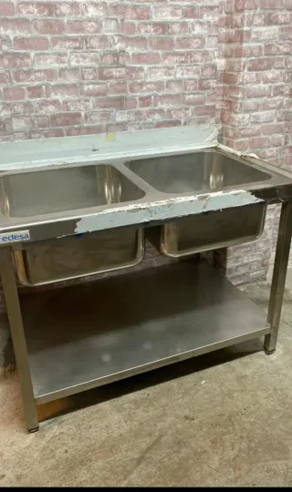 Fregadero industrial doble acero inoxidable