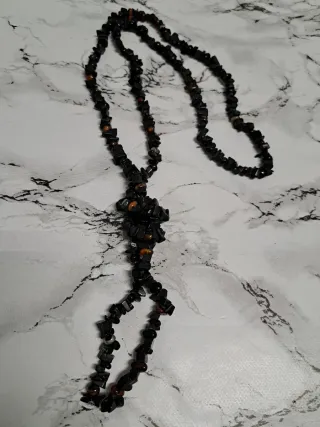 Collana pietre nere e ambra