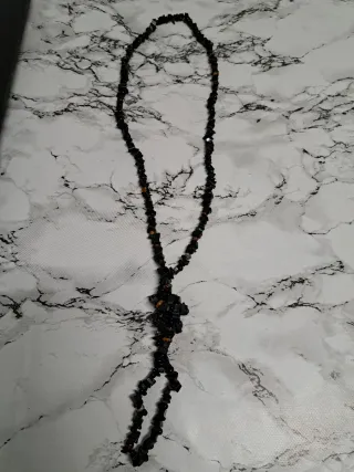 Collana pietre nere e ambra