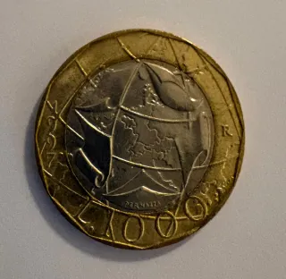 1000 Lire Bimetallica 1997 Errore Conio