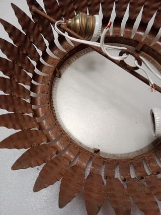 Pareja lámparas sol hojas doradas años 60 decoraci