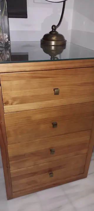 Mesa de escritorio madera y cristal