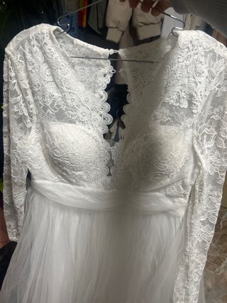 Vestido de Novia Talla XL Encaje y Tul