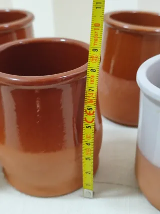 Lote 5 vasos barro terracota y esmaltados