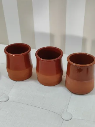 Lote 5 vasos barro terracota y esmaltados