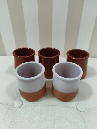 Lote 5 vasos barro terracota y esmaltados