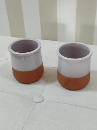 Lote 5 vasos barro terracota y esmaltados