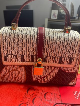 Bolso CH Beige y Rojo, mano y bandolera