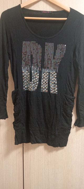 Camiseta manga larga mujer lentejuelas