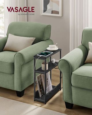 VASAGLE Mesa Auxiliar con Multienchufe, Mesita Estrecha