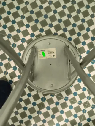 Taburete Plegable Azul y Plateado